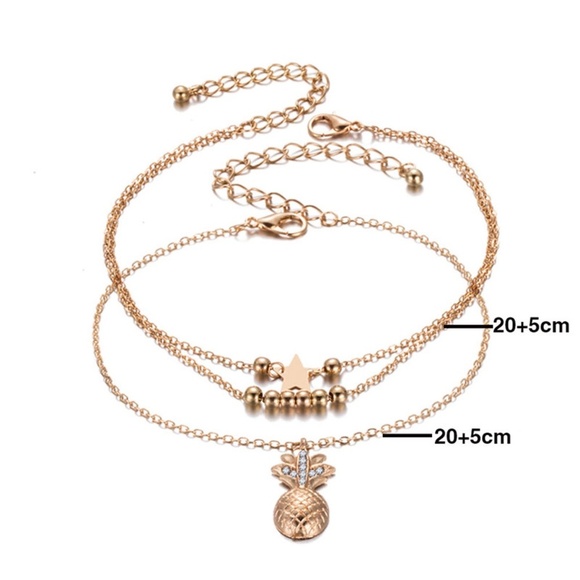 **ARROW* 2-Pc Gold Pineapple Fashion Anklet Set - Picture 4 of 4